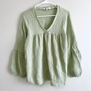 Astrologie Cotton Gauze Long Sleeve Babydoll Blouse